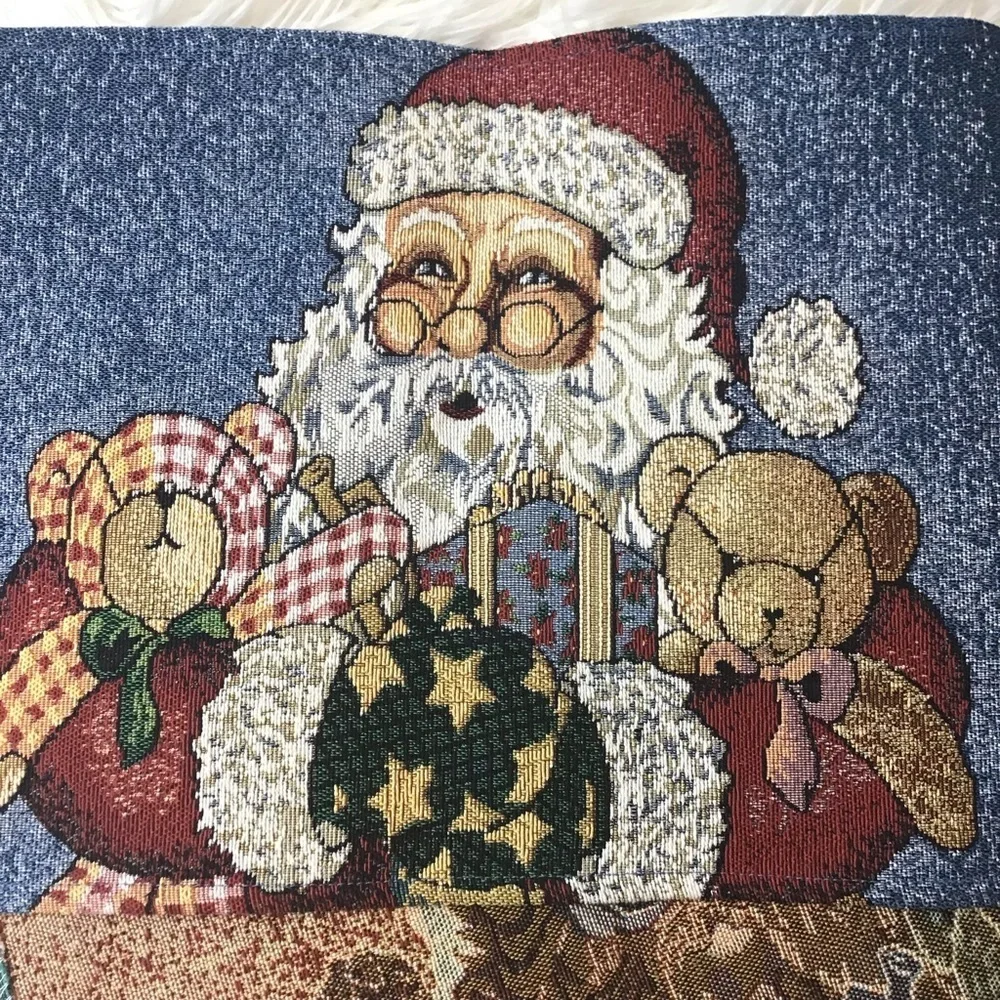 Vintage Christmas Santa Claus Table Runner Holiday Table Decor